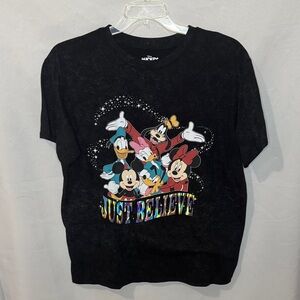 Disney Black T-Shirt with Iridescent Lettering